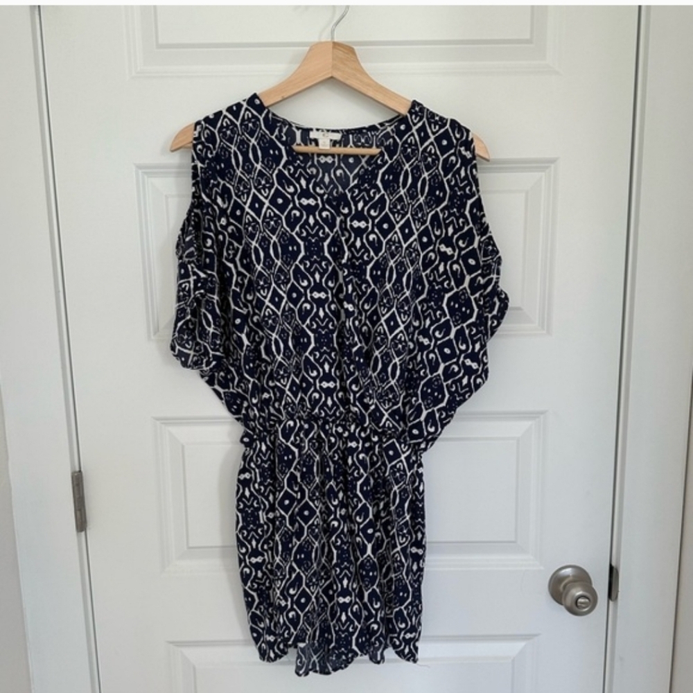 Navy and White Patterned Women's Dress